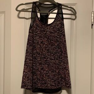 Lululemon Black and Pink Patterned Tank, est Size 10, Good Condition